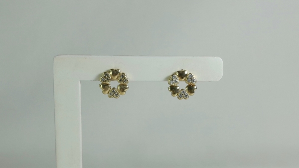BRINCO FLOR DE CORAÇÕES CRAVEJADO - Imagem 2