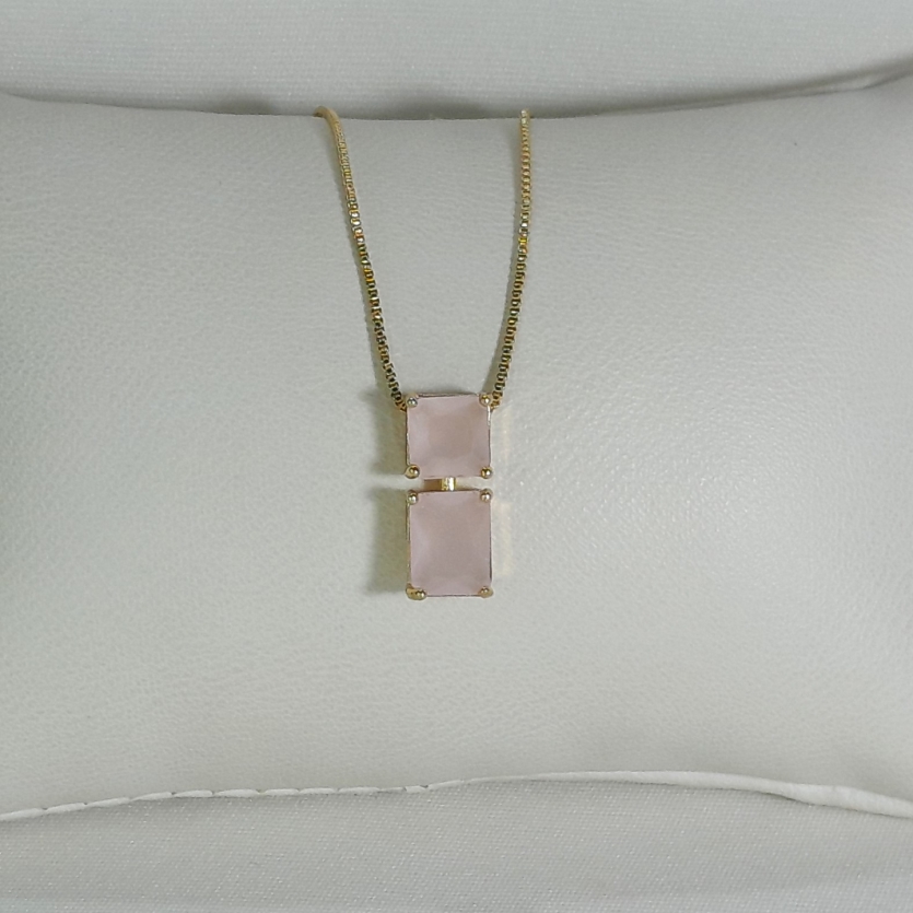 COLAR RETÂNGULO DUPLO ROSÉ