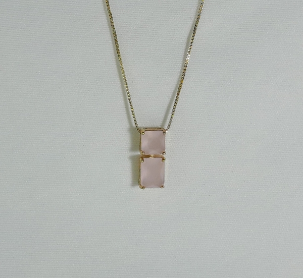 COLAR RETÂNGULO DUPLO ROSÉ - Imagem 2