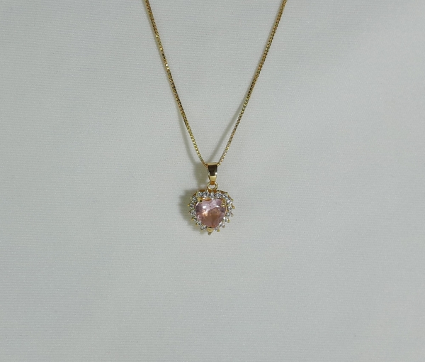 COLAR CORAÇÃO CRAVEJADO ROSÉ - Imagem 2