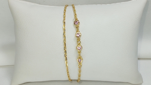 PULSEIRA DUPLA CORAÇÃO CRAVEJADA - Imagem 4
