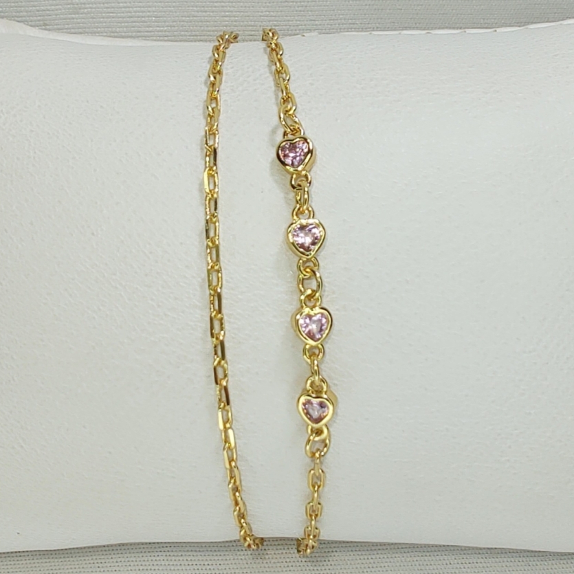 PULSEIRA DUPLA CORAÇÃO CRAVEJADA